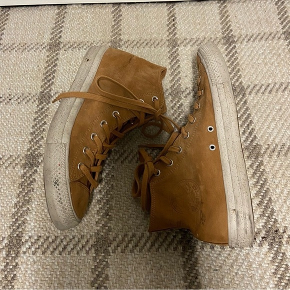 Converse All Star High Top Leather Unisex Mens 11.5 Women's 13.5 Tan Brown - Picture 2 of 6